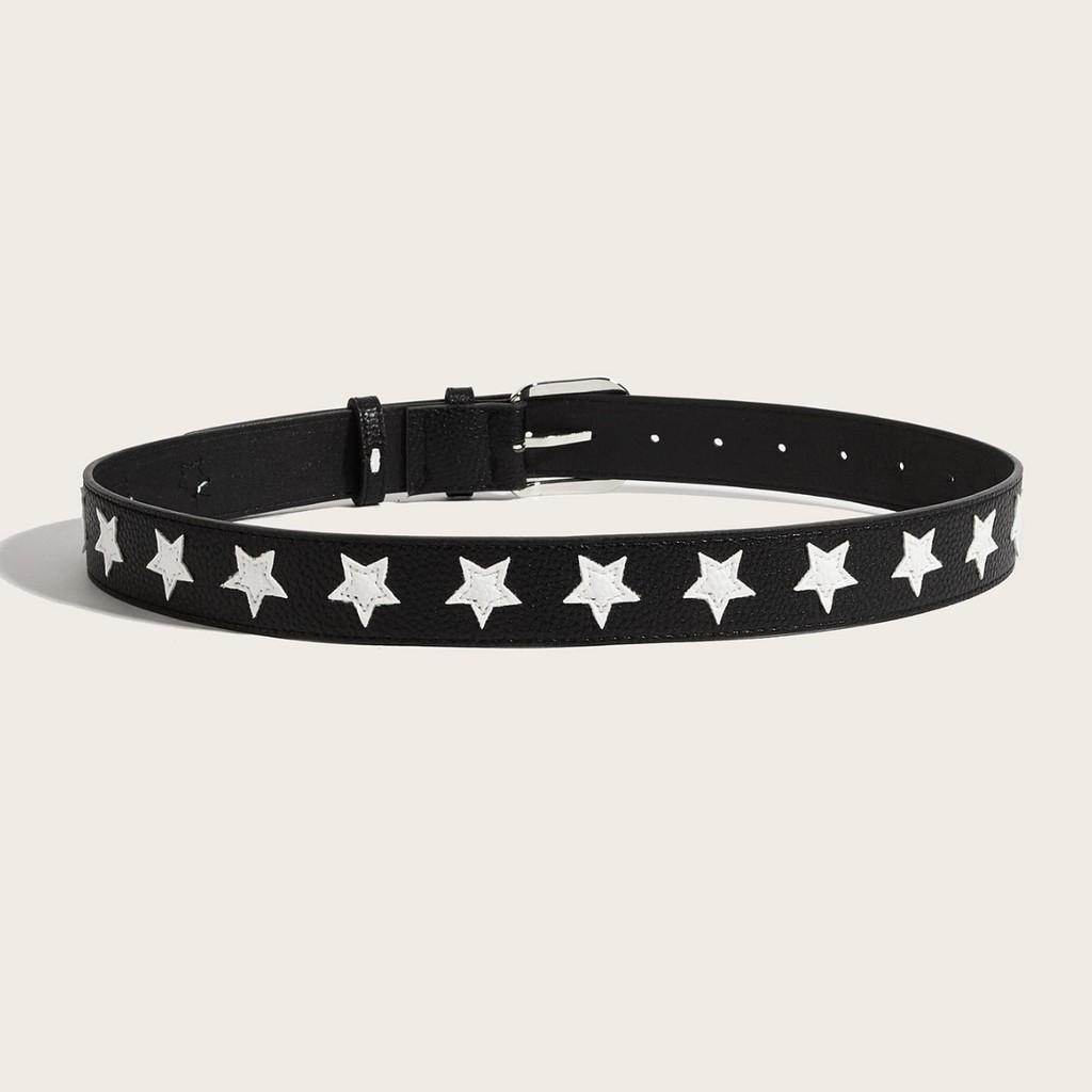 Fashion Belt For Women Pu Leather Star Pattern Casual Waist Accessory For Outdoor Wear