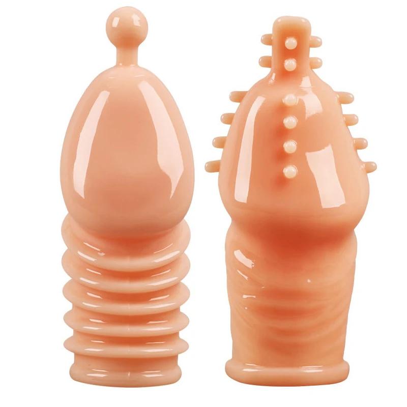 Lengthen Reusable Enlargement Condoms Extend G point Ring Male Penis Extension Sleeves Sex Toys for Man Adults Intimate Goods