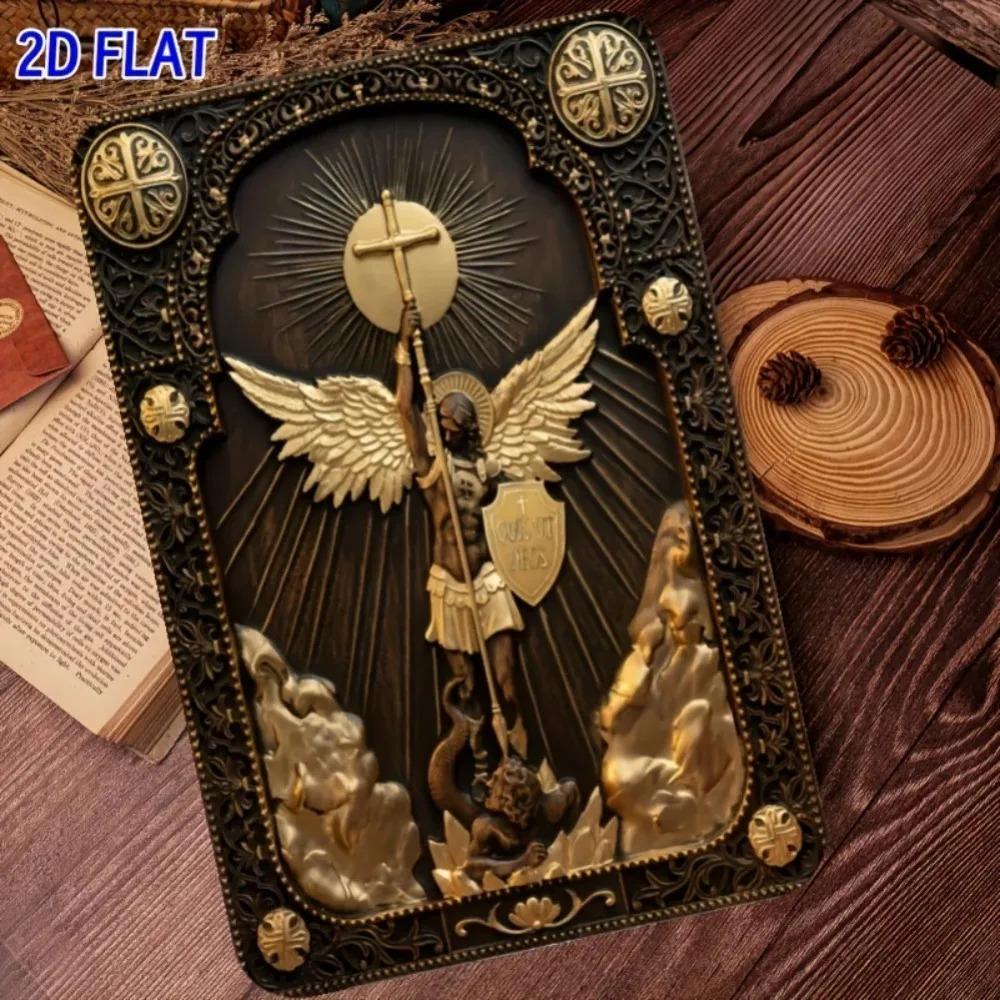 Archangel Michael 2D Metal Wall Art Decor for Home Church Religious Gift