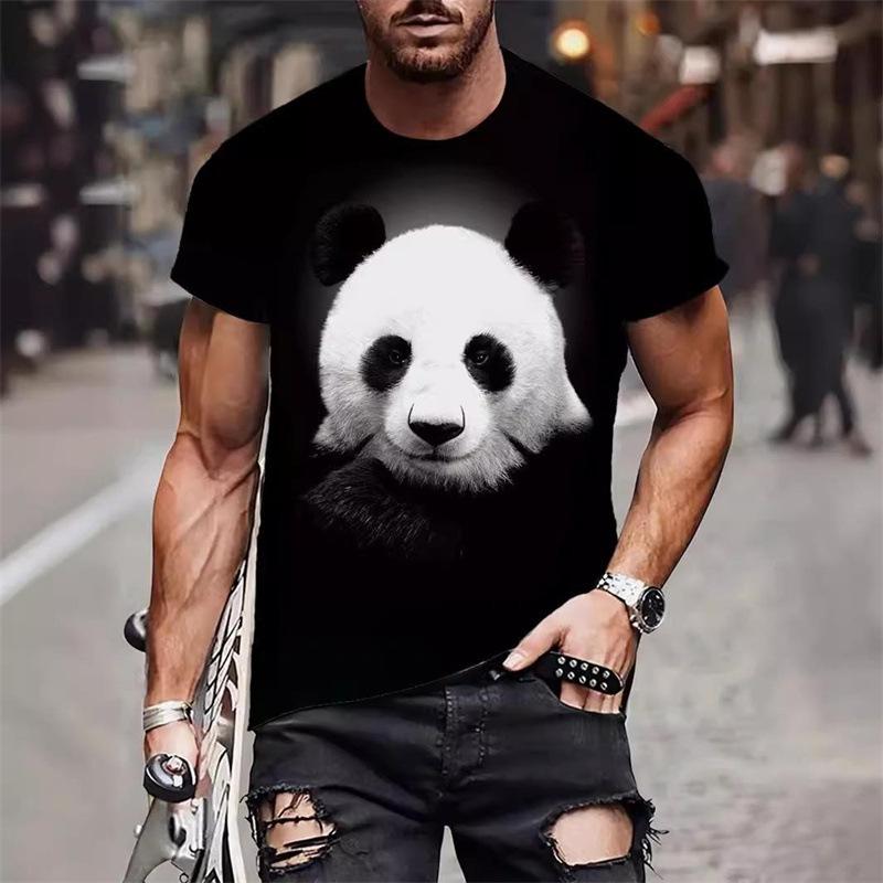 Summer Round Neck 3D Funny Animal Print Top Fashionable Casual Hip Hop Short Sleeved Men's T-shirts