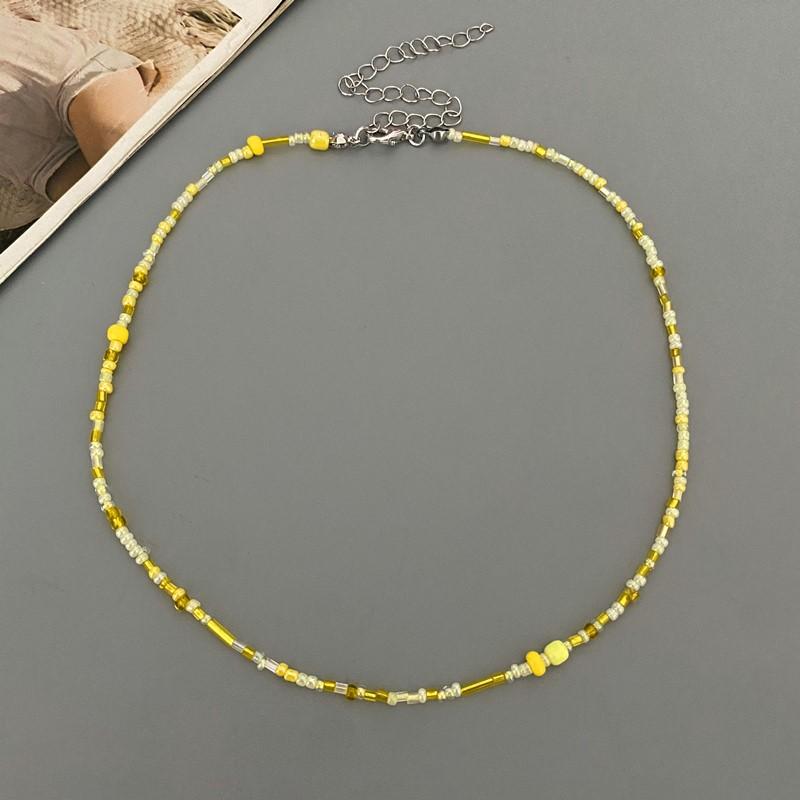 New Irregualr Glasses Beads Choker Necklace for Women Fashion Trendy Popular Short Neck Jewelry Colorful Necklace