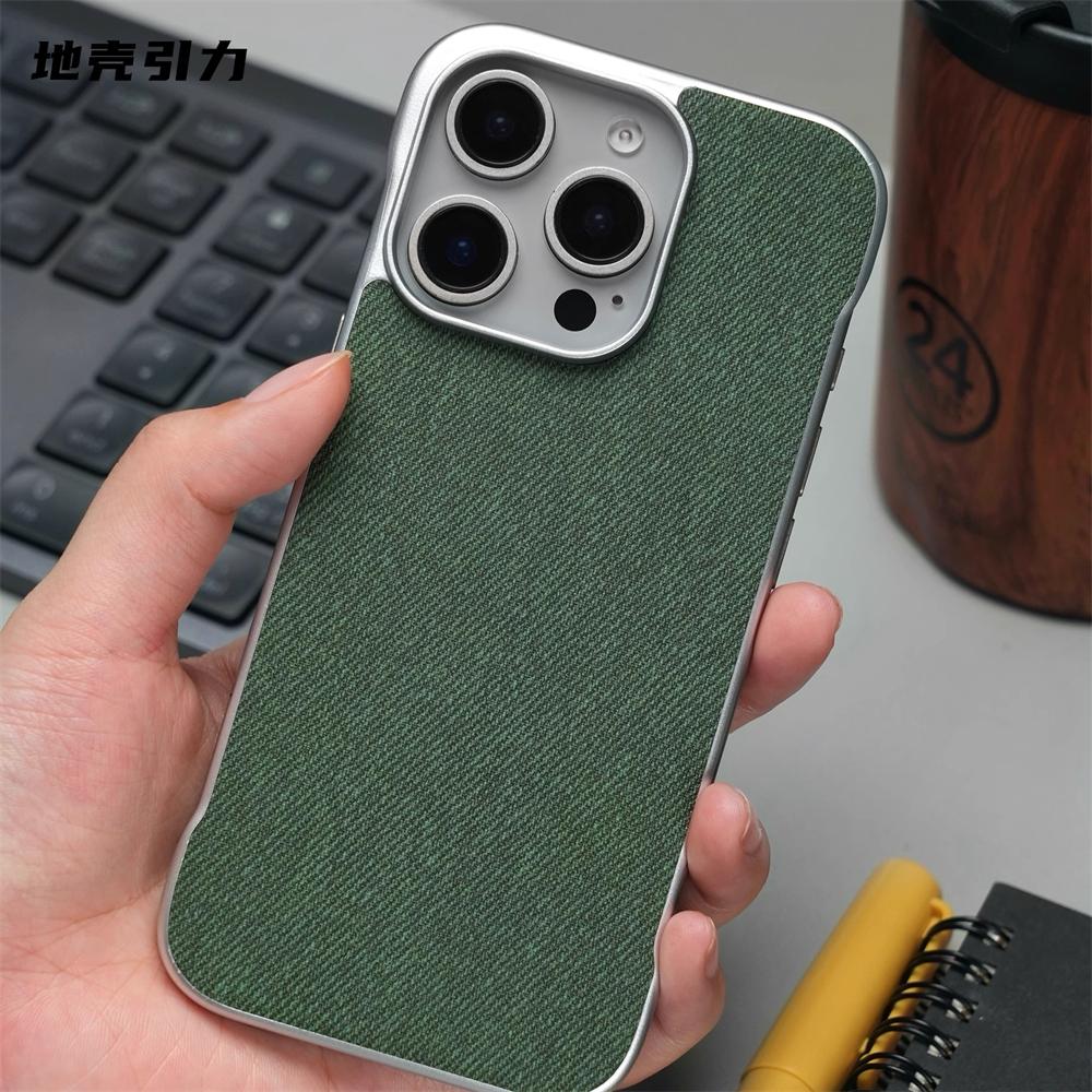 Ultra Thin Frameless Cloth Texture Magnetic Case For iPhone 17 Air 16 Pro Max 15 14 MagSafe Wireless Charge Borderless Hard Cove