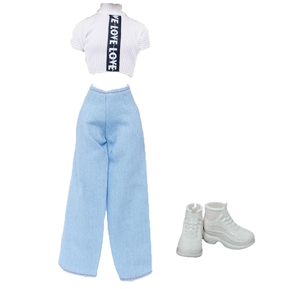 Fashion Doll Dress for Barbie Doll 11.5'' Girl Doll Outfit Tops and Pants with High Heels Shoes Boots Kids Play Gift Accessories Toy