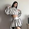 Kryddig Tjej Cyberpunk Silver Långärmad Cropped Huvtröja Dansset