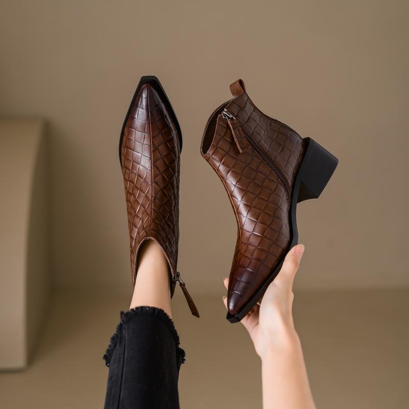 Fashion 2024 New Autumn Women Boots Pointed Toe Chunky Heel Boots for Women Winter Boots Short Boots