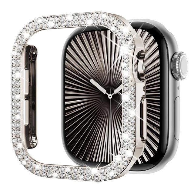Diamond Case For Apple Watch 9 8 7 41mm 45mm 44mm 40mm 46mm Accessories Bling Bumper Protector Cover iWatch Series 3 4 5 6 Se 10
