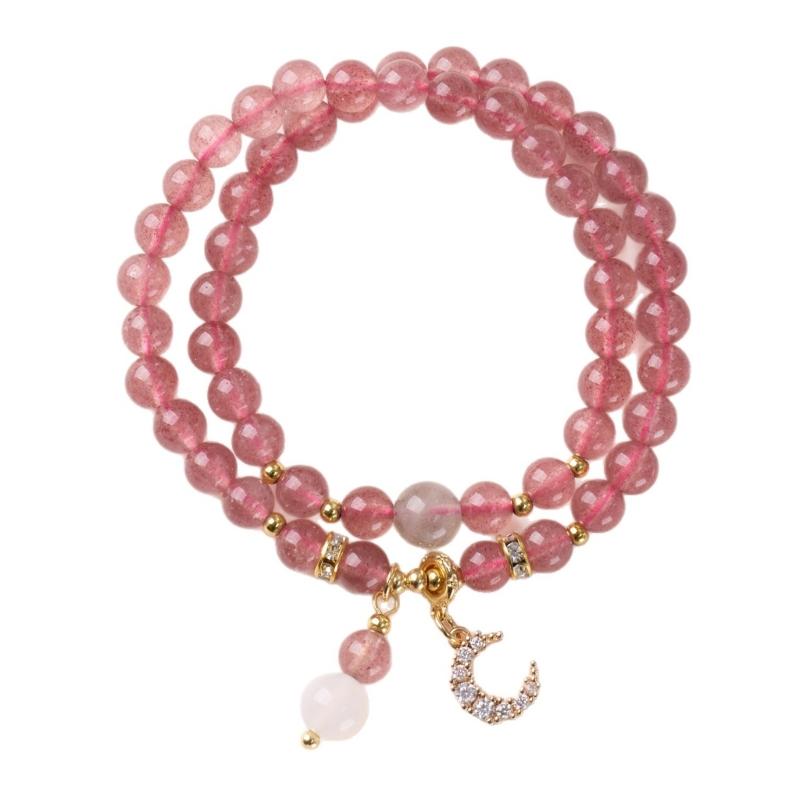 

Handmade Geometric Beaded Bracelet with Strawberry Quartz and Agate Detailing for Cultural Charm Jewelry Collection 1
