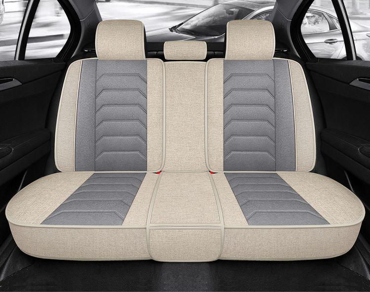 Four Seasons Universal Cotton Linen Car Seat Cushion - Full Coverage Linen Fiber Cover
