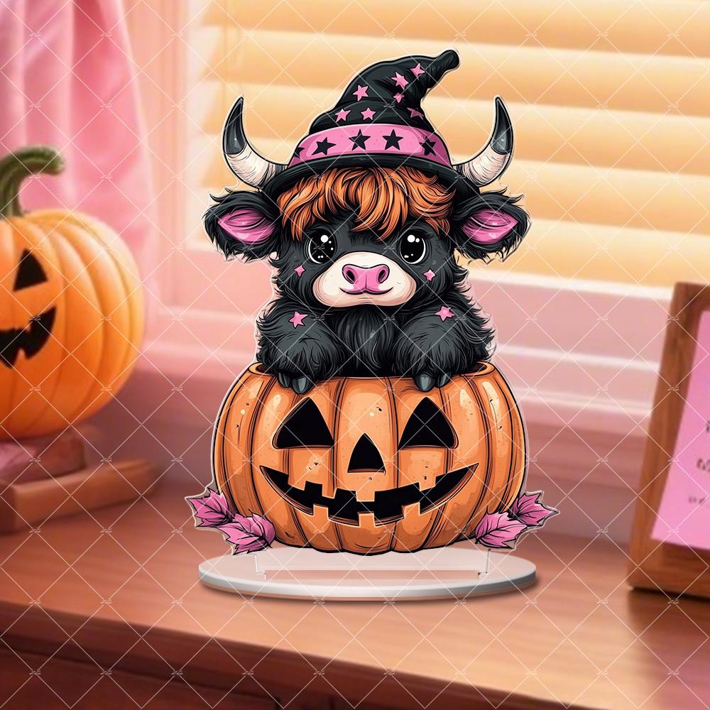 Cute High-low Cow Home Decoration for Halloween Nestled in Pumpkins, Holiday Decorations, Home Tabletop Decorations, Nurseries, Home Desk Living Room