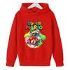 MINISO Girls Game Mario Bros Hoodies Kids Baby Child Cartoon Tops Spring Children Long Sleeve Print Sweatshirt Autumn Boys Pullovers