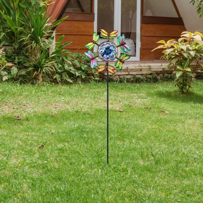 Sculptură de vânt învârtitoare, moară de vânt, cadouri de ziua de naștere, artă din fier, ornament de gazon înalt de 55 inch, pentru