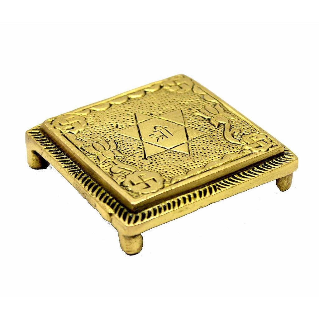 ESPLANADE Brass Pooja Mandir Chowki Peetha Peeta God's Stool - Puja Articles - 2.6" Inches