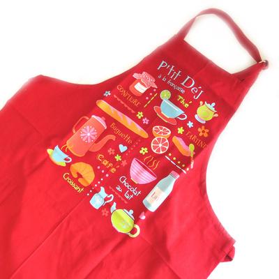 [M5755] - Designer Apron 'Petit Déj' À La Française' Red