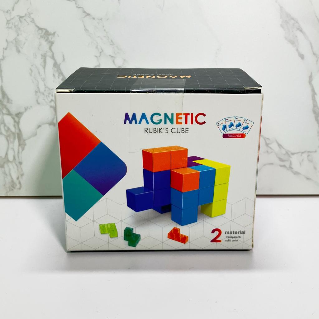 DIY Magnetic Cube Building Blocks 3D Magnet Tile 7Pcs Set Puzzle Speed Cube 54pcs Guide Cards Intelligence Toys For Children