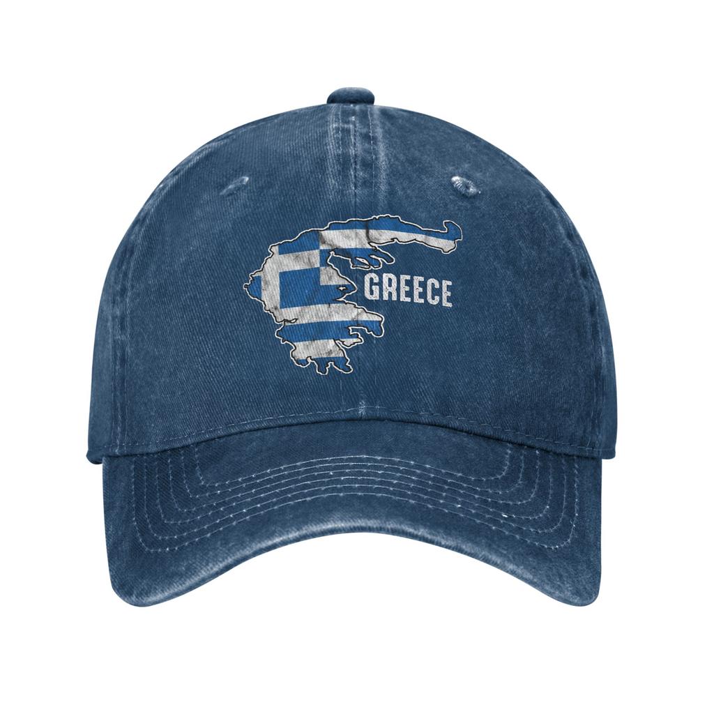 Greece Map Sun Baseball Cap Street Style Unisex Unisex Washed Trucker Hat Breathable Custom DIY Running Hippie Snapback Cap