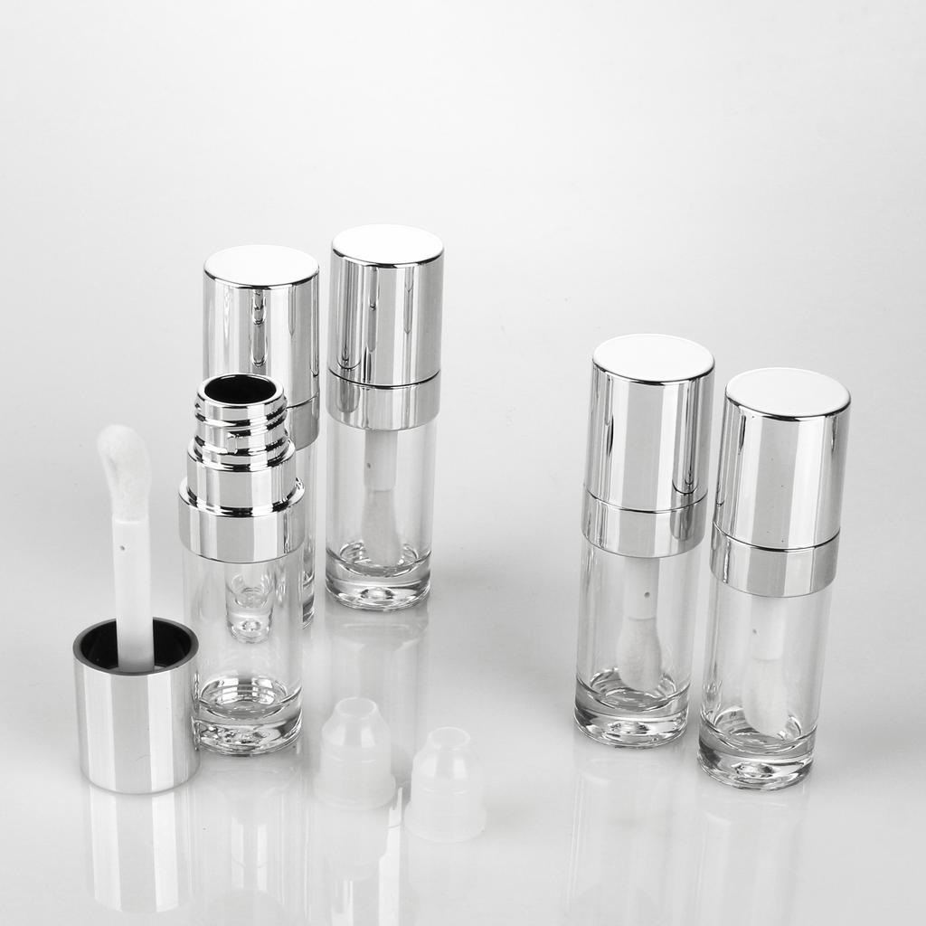 8ml Silver Thick Barrel Lip Gloss Tube, Empty Refillable Container for Concealer Foundation, Cosmetic Packaging