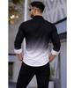 Men's Slim Fit Color Block Spread Collar Casual Shirt