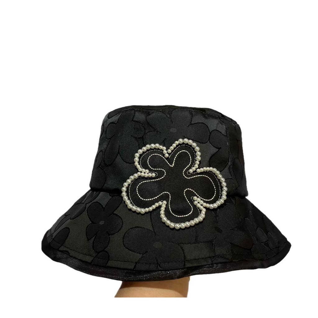 Ins Small Fragrant Wind Pearl Flower Casual Bucket Hat Fashion Spring and Summer Embroidery Jacquard Foldable Sun Hat
