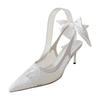Fashion New Style Fashionable Mesh Women Pumps Sandal Thin High Heel Pointed Toe Ladies Elegant Slingback Hollow Out Shoes Zapatos Mujer