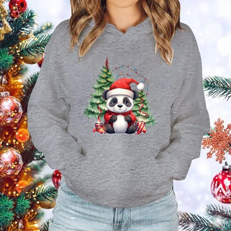 New Women Men Hoodies Christmas Panda Printed Tops Casual Harajuku Sweatshirts Loose Pullover
