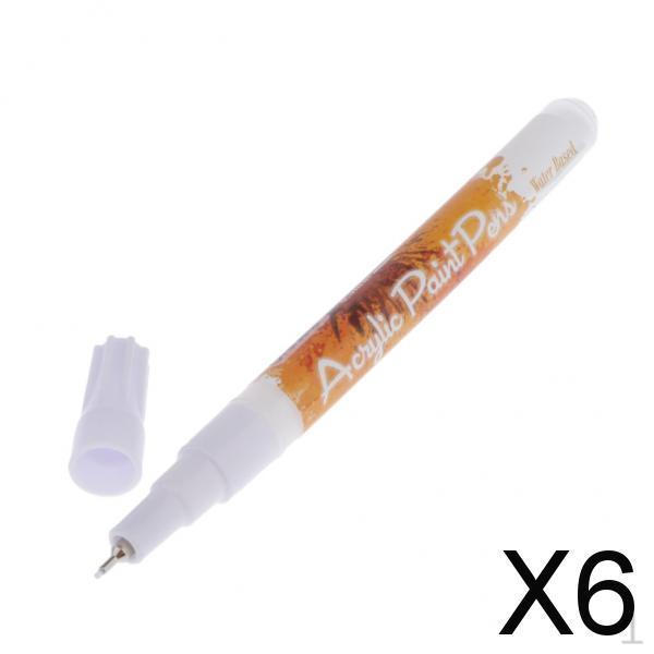 

6xАкриловые маркеры для рисования Арт Перманентная живопись Камень Тонкий наконечник Белый