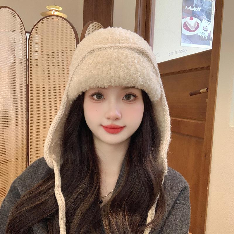 Autumn And Winter Haze Blue Knitted Hat Women'S Cold Protection And Warmth Korean Version Versatile Face Small Ear Protection Pullover Hat