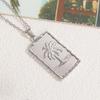Silver Fine Chain with Coconut Tree Landscape Square Plate: Unisex Vacation Accessory