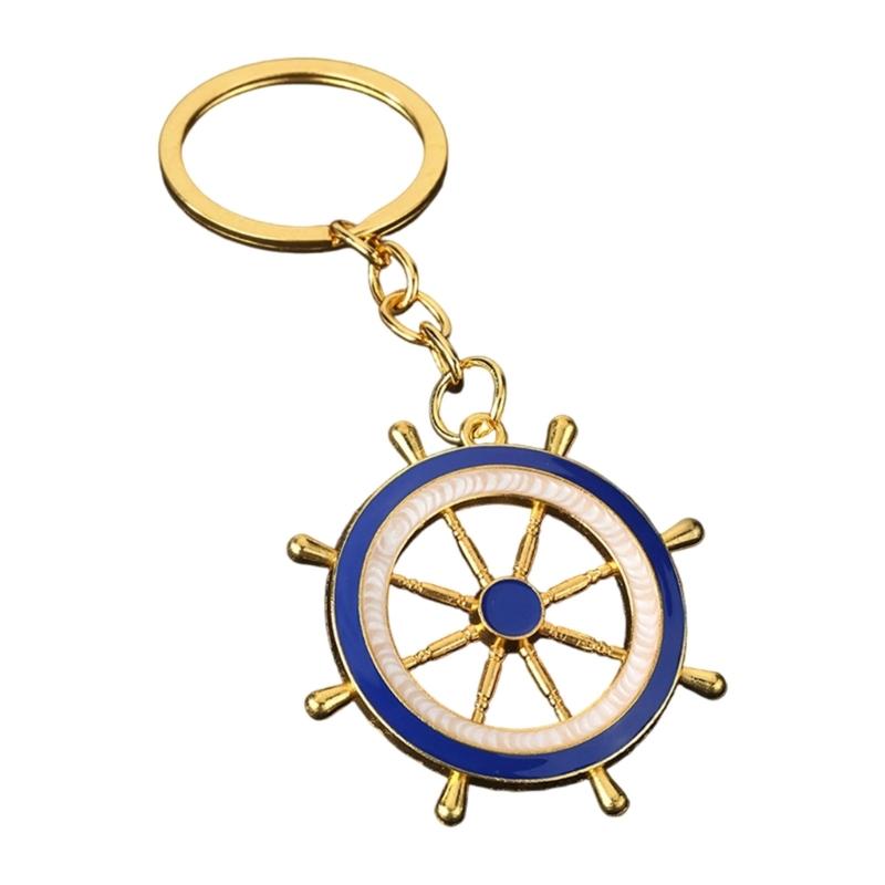 Practical Everyday Use Keychain Decors Featuring Marine Anchors And Helm In Zinc Alloy Blue White Color Scheme