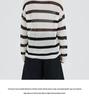 Women's Summer Striped Linen Knitwear: Openwork Long Sleeve Loose T-shirt Cardigan