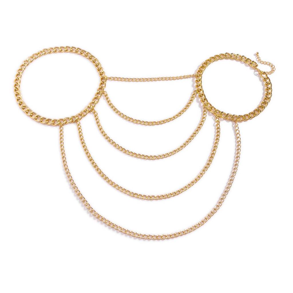 Ingemark Exaggeration Multi Layer Mental Thick Shoulder Chain Necklace for Women Elegant Shawl Gold Color Body Chain New Jewelry