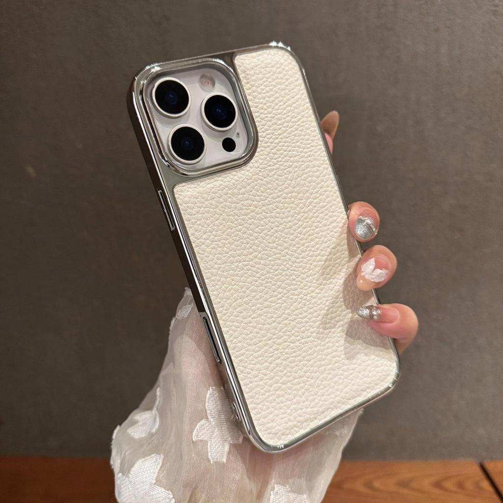 Lychee Pattern Electroplated Drop-Proof Phone Case for iPhone 17 Pro Max