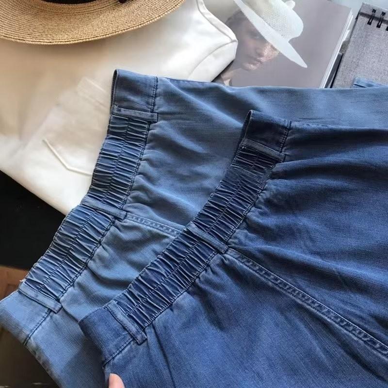 Shorts di Jeans Estivi da Donna Leggeri a Vita Alta A-Line, Taglie Forti, Vestibilità Larga, Pantaloni Corti a Gamba Larga in Seta di Ghiaccio