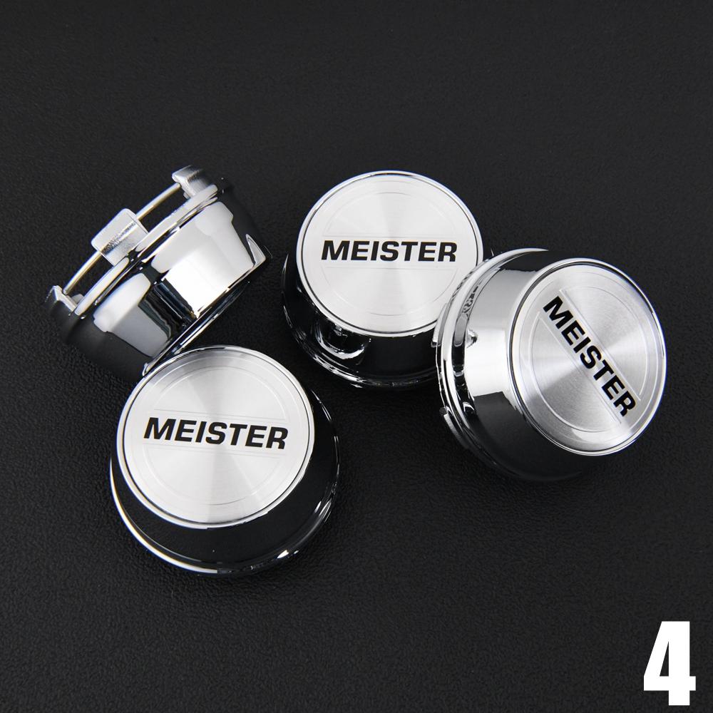 ASV1 4PCS JDM WORK Rim Cap 61mm Clip Sport Wheel Cap MEISTER EQUIP Emblem Sticker Wheel Center Cap Hub Cover Cap Black & Silver