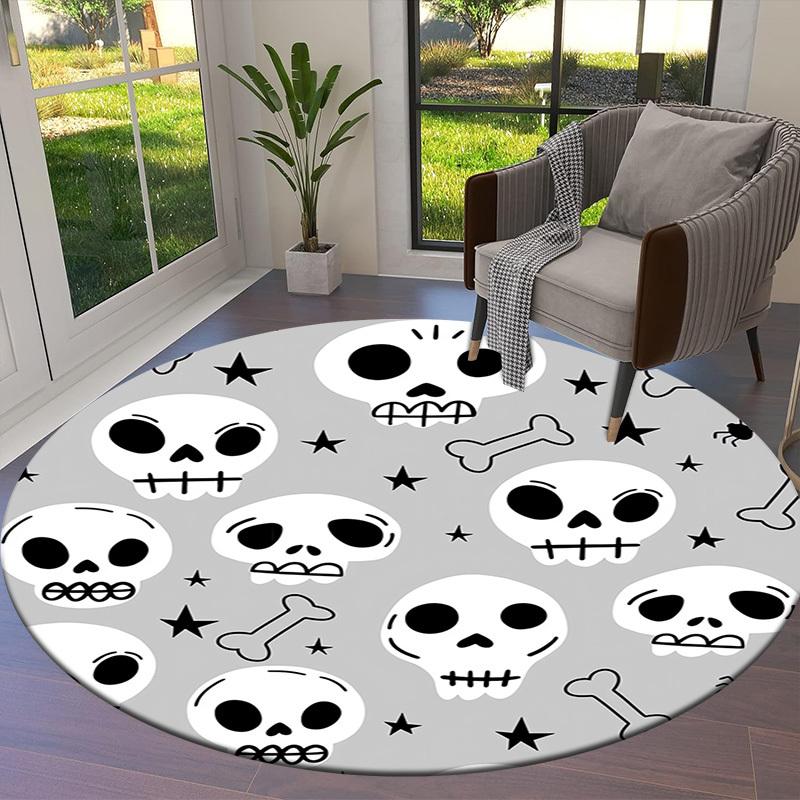 1pc Office Carpet Chair Mats Skulls, Bones, Stars Pattern Perfect for Decorating Office Chairs, Living Rooms, Or Bedrooms