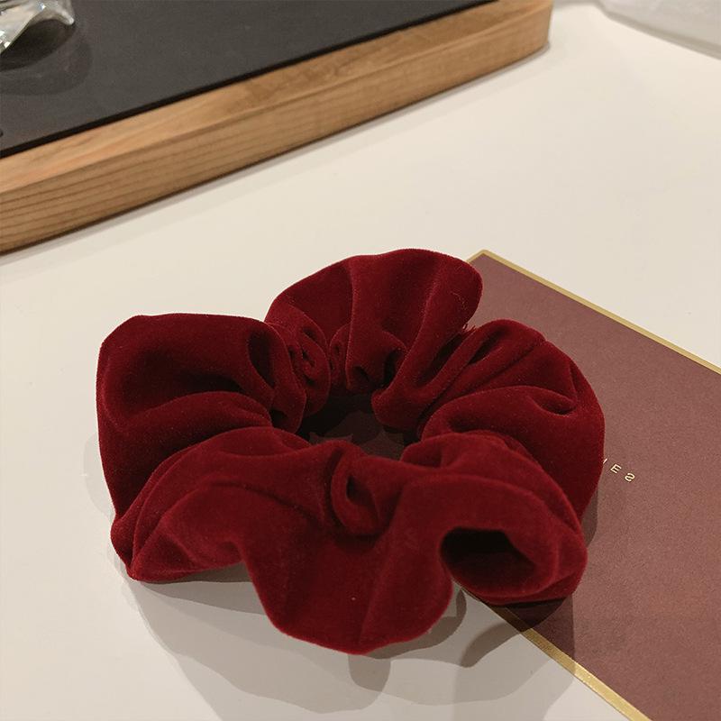 

Элегантная красная корейская резинка для волос: Высокоэластичный держатель для булочек в виде кишечного кольца