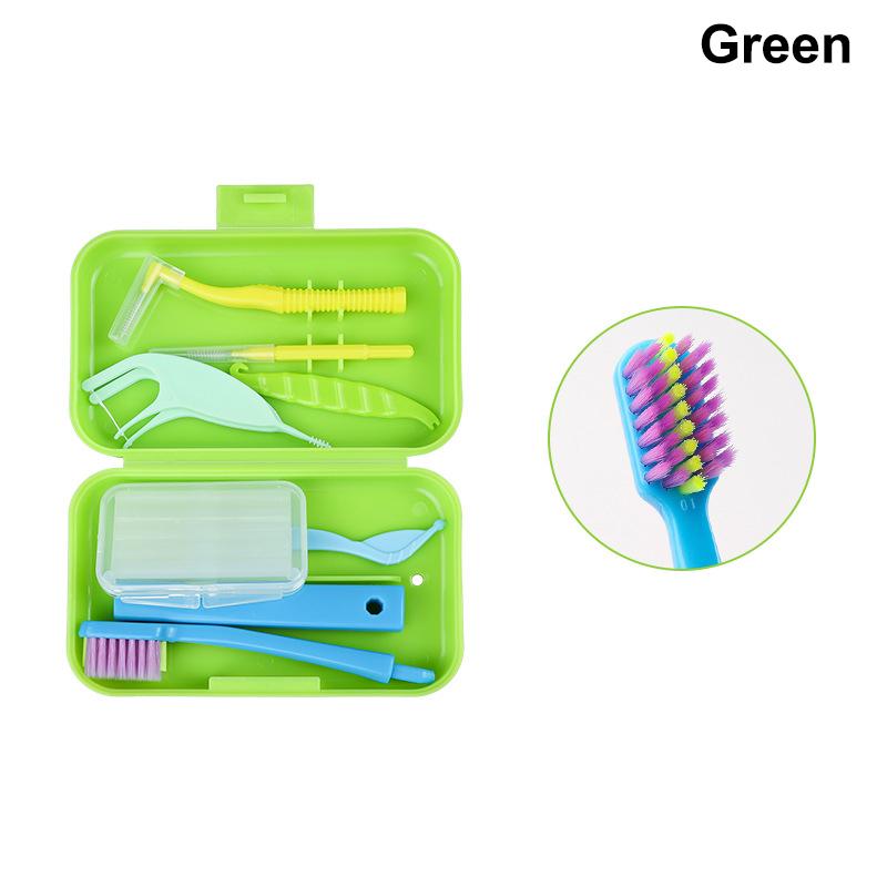 

Travel Portable Oral Dental Care Brush Kit Multicolour Dental Wax Teeth Cleaning Tool Foldable Interdental Brush Floss 2 зелёный