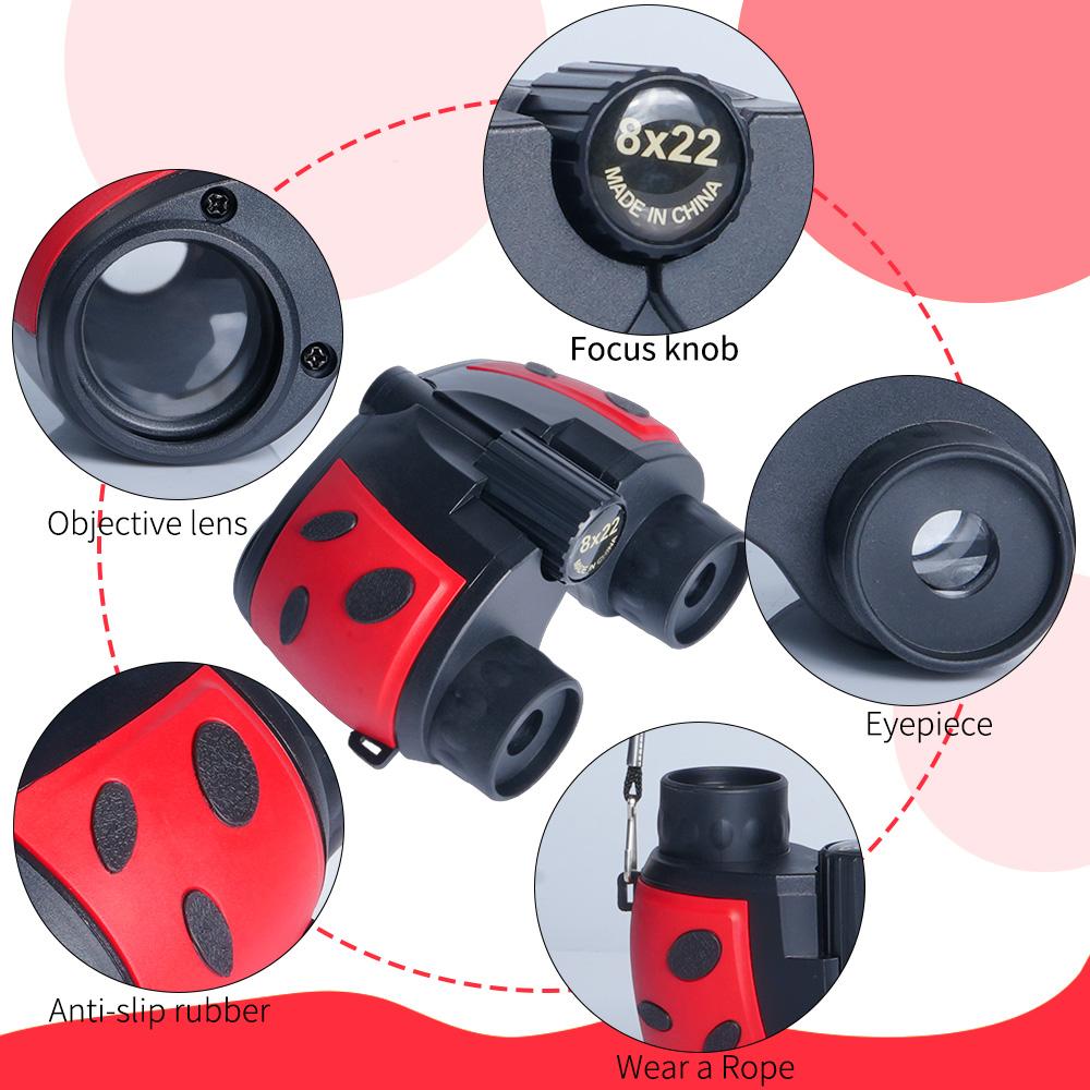 Ladybug Style 8×22 Monocular Telescope - Compact Hd Mini Scope Portable For Kids Outdoor Exploration Bird Watching