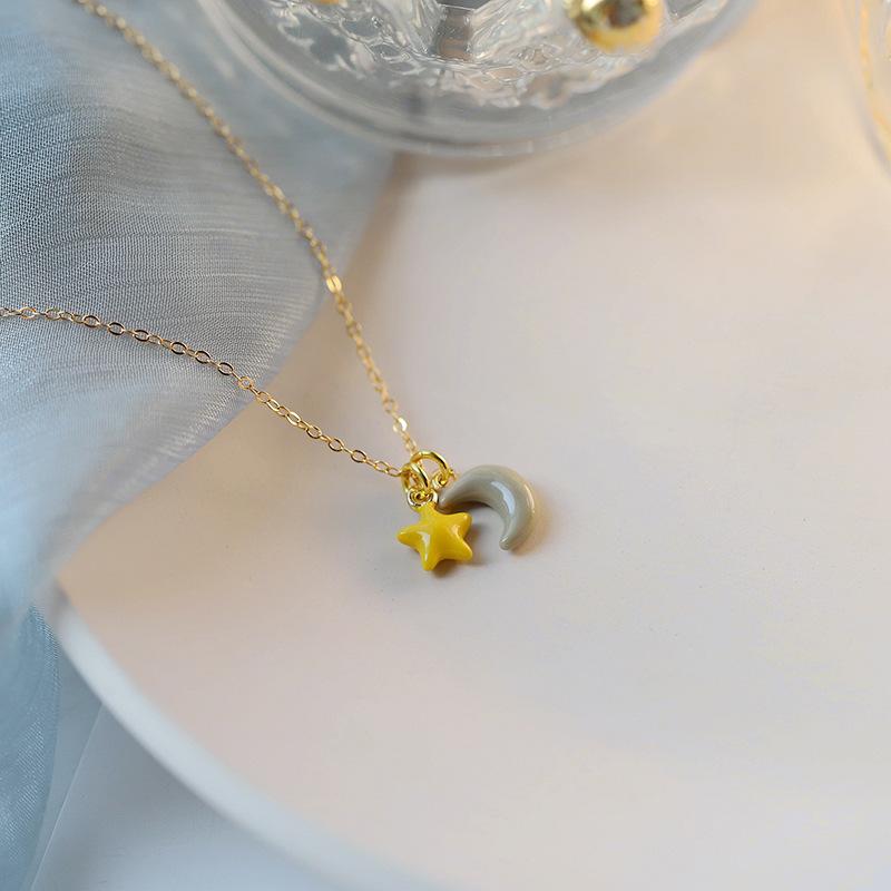 All-body Star Moon Candy Necklace Korean Contrast Girl Heart Sweet and Cute Clavicinal Collarbone Chain