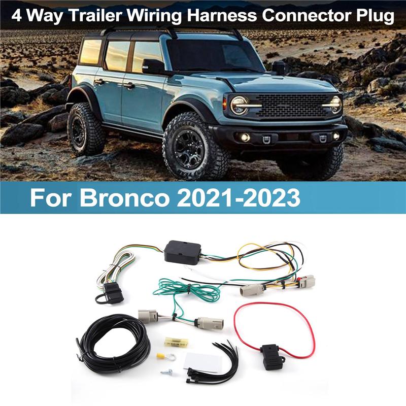 4 Way Trailer Wiring Harness Connector Plug 56471 118867 Parts Accessories For Ford Bronco W/O LED Taillights 2021-2023