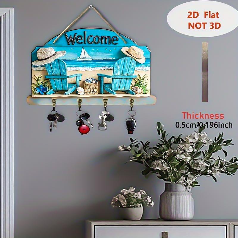 Flat Key Holder Orderliness Wood Space Saving Artistic Cafes Retro Style Home Storage DIY Installation Gift Giving Practicality