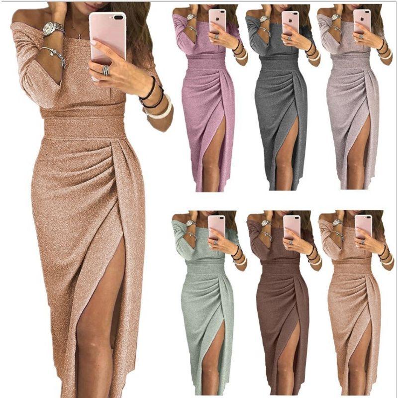 

2023 Women s Bag Hip Split Dress Evening Dinner Dress Green 3XL