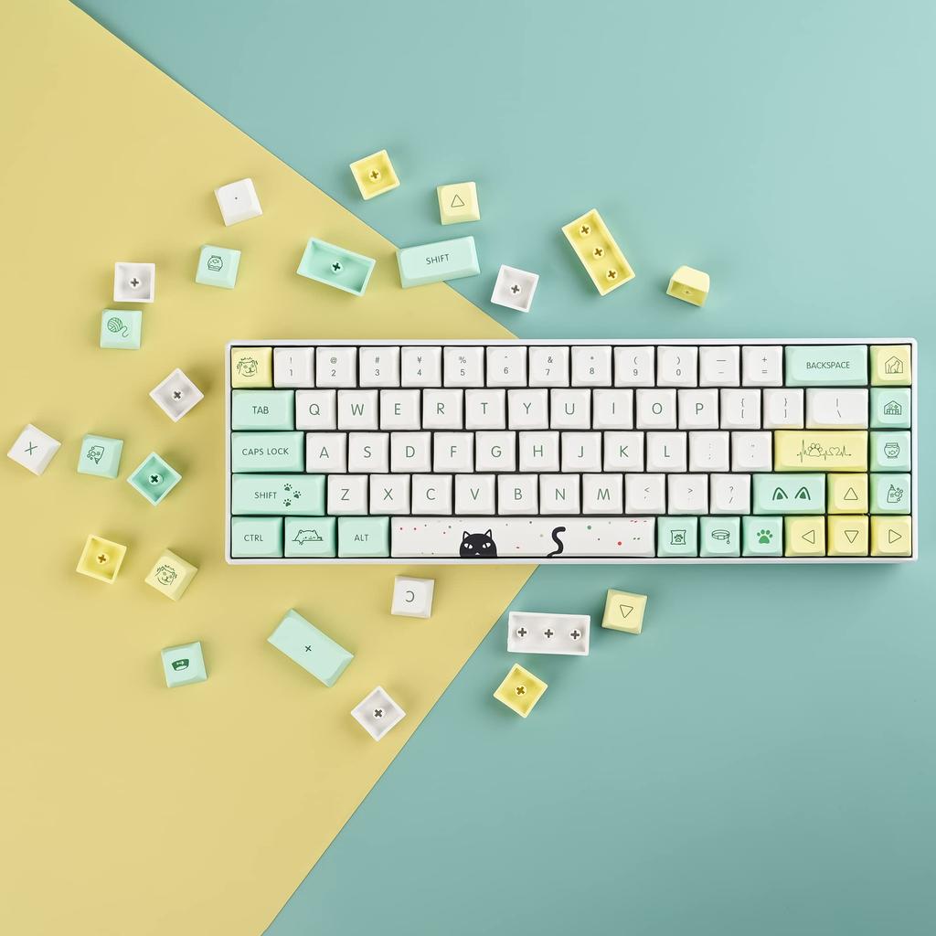 XDA Profile PBT Keycaps 135 Keys Custom Gaming Keycaps ANSI US and Sublimated Cherry Gateron MX Switch Mechanical Keyboard for Layout 60%, (Strange