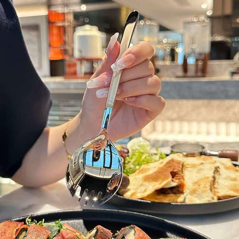 Edelstahl Rundlöffel Net Rot Golden Dinner Langer Griff Rühren Dessertlöffel Für Küchenzubehör Gadgets