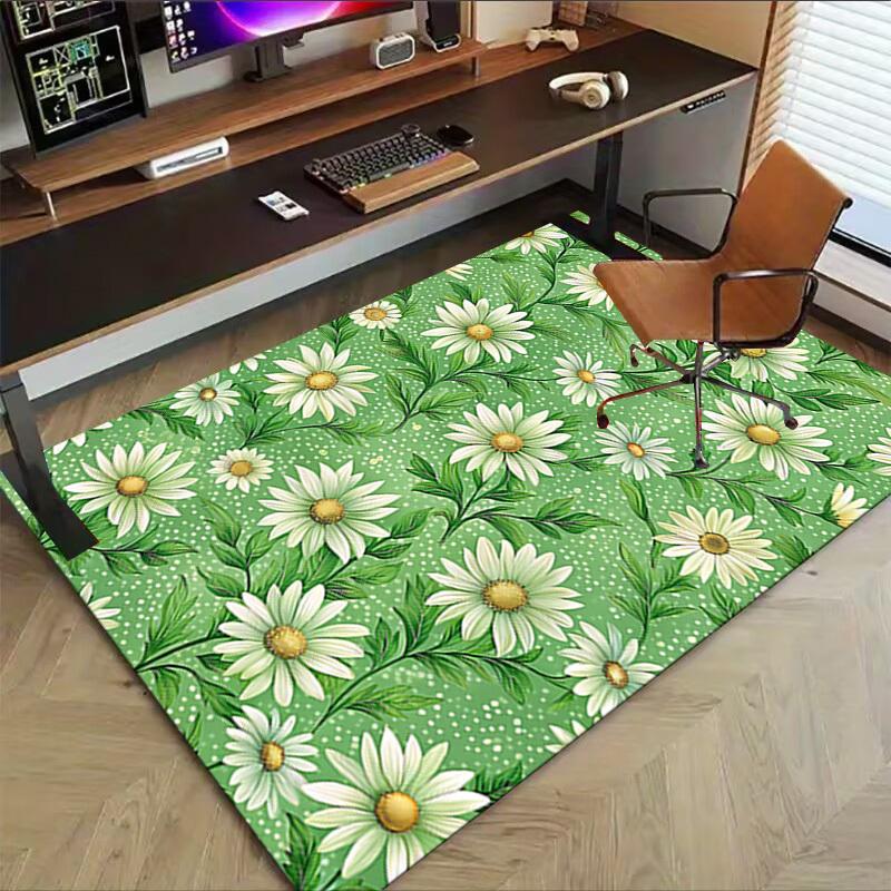 1PC Daisy Pattern Non-Slip Floor Carpet Compatible for Office&Living Room&Dining Room - Flat-Weave Machine- Soft & Pattern-E246