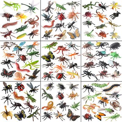 Oenux Insect Animals Model Set Butterfly Dragonfly Bee Beetle Spider Scorpion Mantis Cicada Lizard Garden Miniature Kid Toy Gift