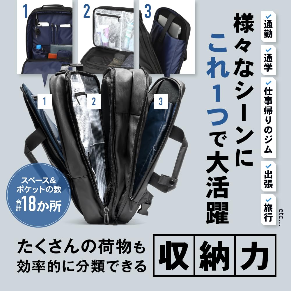 Business Business Backpack Business Bag Bag Backpack Large Capacity Water Repellent Waterproof Expandable Laptop PC Commuting Business Trip Travel