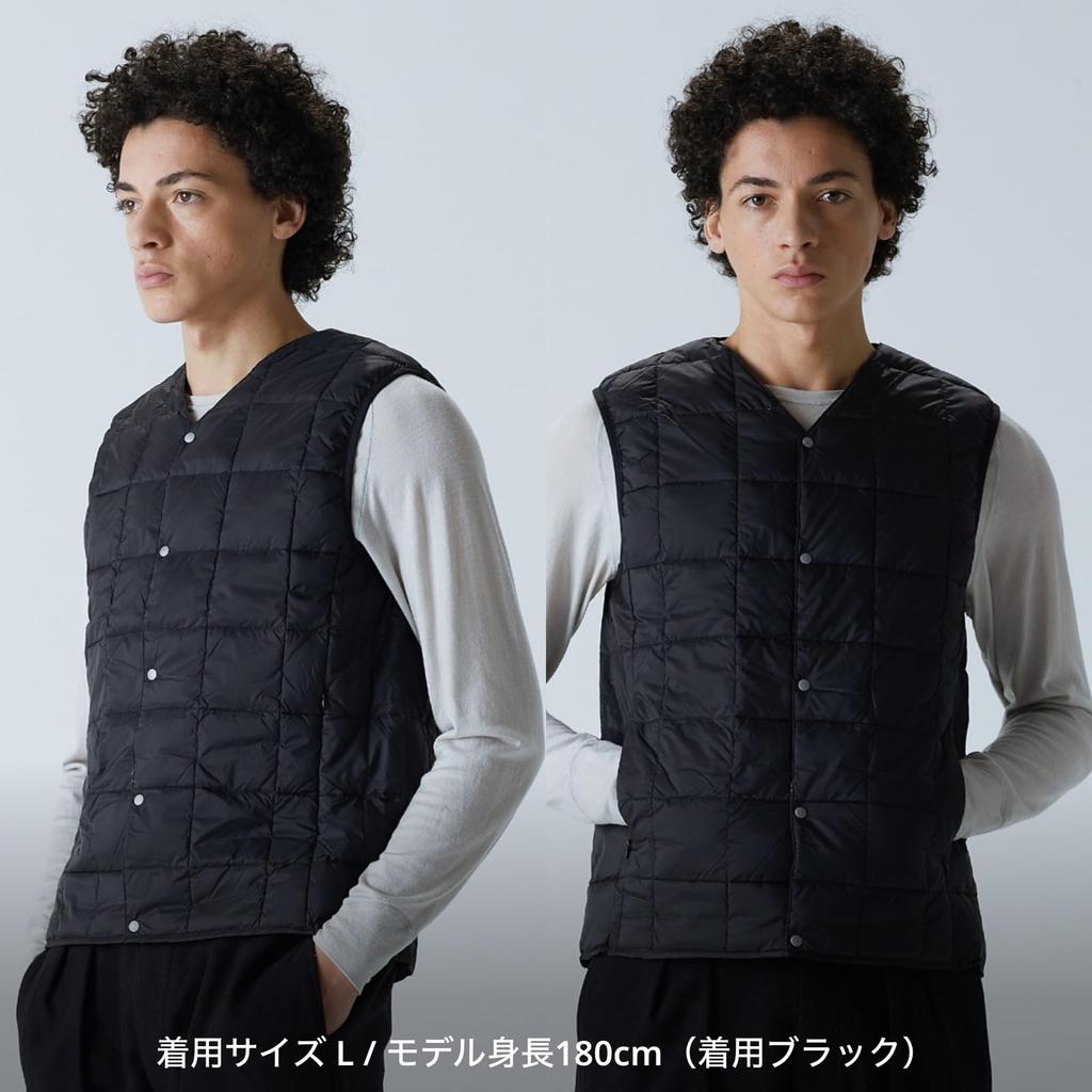 Taion Button Inner Down XL Men's V-Neck Vest, D.OLIVE,