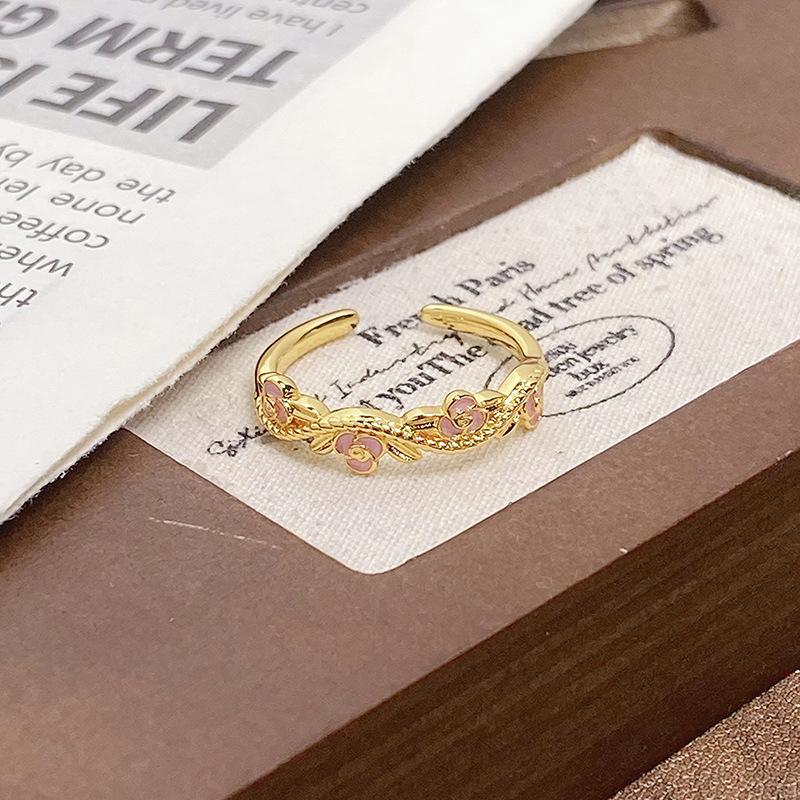 Medieval Personalized Retro Enamel Dripping Oil Inlaid Zir*****Pening Ring Niche Light Luxury High-End Ring Woman