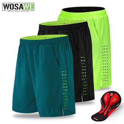 Wosawe Herren 2-in-1 gepolsterte Radhose, atmungsaktives Mesh-Kissen, MTB-Fahrradhose, lockere Freizeit-Shorts