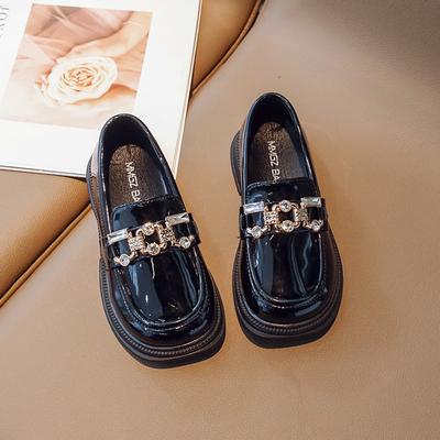 Girls Britain Style Leather Shoes Spring and Autumn 2024 New Versatile Black Little Girl Soft Sole Performance Children's Loafer